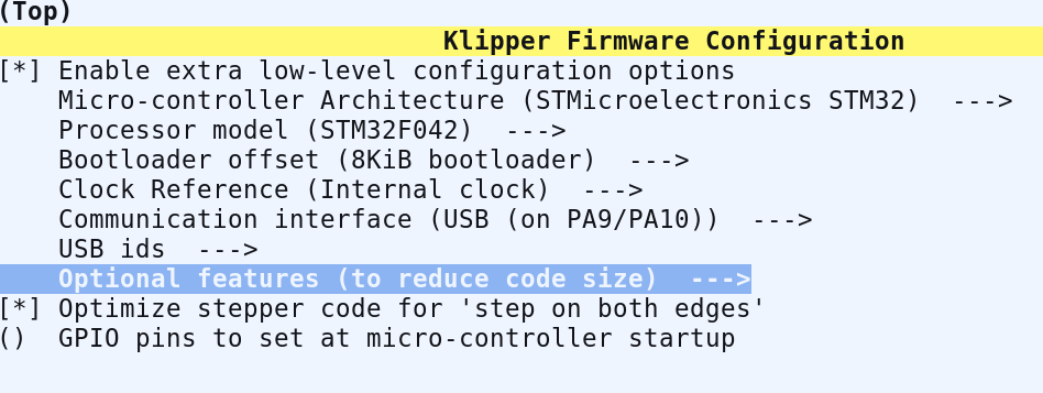 Klipper config screenshot for the Voron 0 display