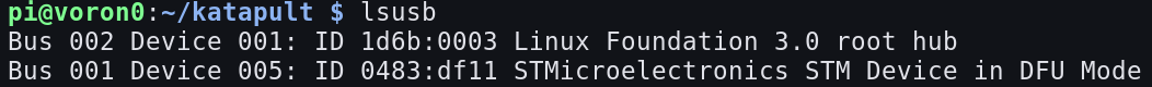 STM32 listed in DFU mode via lsusb